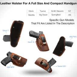 Handmake IWB Universal Leather Holster G43/G19 Fit For More than 100 Brown Conceal Carry Case Bags,Right hand