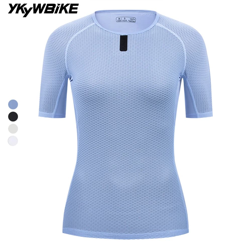 YKYWBIKE Women Cycling Base Layer Summer Short Sleeve Breathable Lightweight Bicycle Underwear Outdoor Road Bike Base Layer