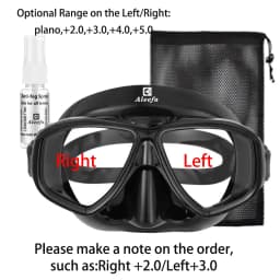 Hyperopia Diving Mask with Tempered Glasses Lens. Antifog Spray,Farsighted Dive Glasses swimming Goggles with nose cover