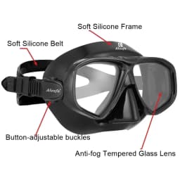 Hyperopia Diving Mask with Tempered Glasses Lens. Antifog Spray,Farsighted Dive Glasses swimming Goggles with nose cover