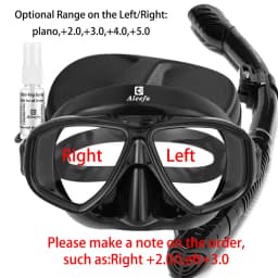Hyperopia Diving Mask with Tempered Glasses Lens. Antifog Spray,Farsighted Dive Glasses swimming Goggles with nose cover
