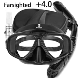 Hyperopia Diving Mask with Tempered Glasses Lens. Antifog Spray,Farsighted Dive Glasses swimming Goggles with nose cover