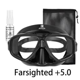 Hyperopia Diving Mask with Tempered Glasses Lens. Antifog Spray,Farsighted Dive Glasses swimming Goggles with nose cover