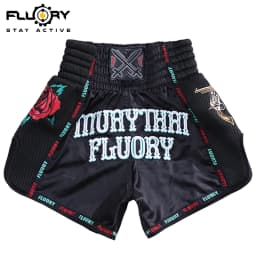Fluory Muay Thai Boxing Shorts Colorful Line Rose Embroidery Women's Fitness Gym Sportswear Active Wear Casual Pants