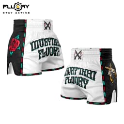 Fluory Muay Thai Boxing Shorts Colorful Line Rose Embroidery Women's Fitness Gym Sportswear Active Wear Casual Pants