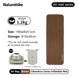Naturehike Libamboo Inflatable Cushion Camping Ultralight Mat Outdoor Foot Pump Sleeping Pad 2 In 1 Backpacking Air Mattress