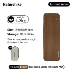 Naturehike Libamboo Inflatable Cushion Camping Ultralight Mat Outdoor Foot Pump Sleeping Pad 2 In 1 Backpacking Air Mattress