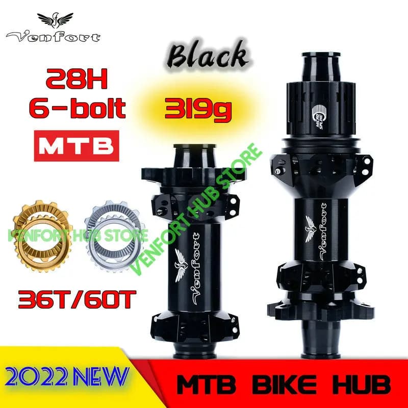 2022 NEW Black VENFORT 240 EXP 180 MTB Bike 28H Naben 6-bolt In Front 100*15 Rear142 *12mm 100/135mmUltra Light MTB HUB