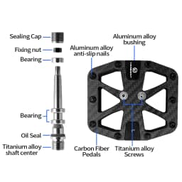 BXT Ultralight Carbon Fiber Bicycle Pedals Titanium Axle 3 Bearings Pedals MTB Road Bike Lightweight Flat Pedals