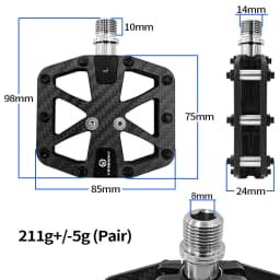 BXT Ultralight Carbon Fiber Bicycle Pedals Titanium Axle 3 Bearings Pedals MTB Road Bike Lightweight Flat Pedals