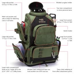 Bassdash Army Green Tactical Backpack Fishing Tackle Shoulder Bag With Protective Rain Cover SD2