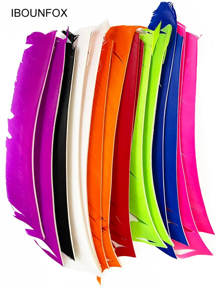 100Pcs Left Wing Archery Arrow Spiral Twist Wrap Full Lenght Feathers 18-25 CM Real Turkey Fletches Hunting Fletching DIY