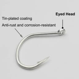 500pcs Fishing Hook Jigging Eyed Head Bright Tin Jighead Fishhook Rustproof for Pike Tuna Bass Sea Fishing Accessory Goods Pesca