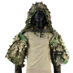 ROCOTACTICAL Tactical Ghillie Suit Breathable Ghillie Viper Hood with 3D Leafy Stripes Sniper Coat for Wargame, Hunting, CS