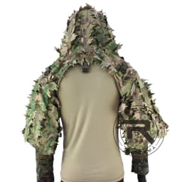 ROCOTACTICAL Tactical Ghillie Suit Breathable Ghillie Viper Hood with 3D Leafy Stripes Sniper Coat for Wargame, Hunting, CS
