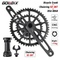 GOLDIX CNC ROAD Cranks Arms Bicycle Crankset BSA BB92 Gravel ROAD Crank 170/175mm Chainring Crown 50-34T for Carbon Fiber Frame