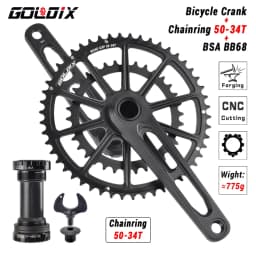 GOLDIX CNC ROAD Cranks Arms Bicycle Crankset BSA BB92 Gravel ROAD Crank 170/175mm Chainring Crown 50-34T for Carbon Fiber Frame