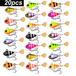 20pcs Metal VIB Fishing Lure Spinnerbait 6g 10g 14g 17g 20g 25g Crankbaits VIB Blade Bait 3D Eyes With Treble Hooks