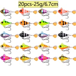 20pcs Metal VIB Fishing Lure Spinnerbait 6g 10g 14g 17g 20g 25g Crankbaits VIB Blade Bait 3D Eyes With Treble Hooks