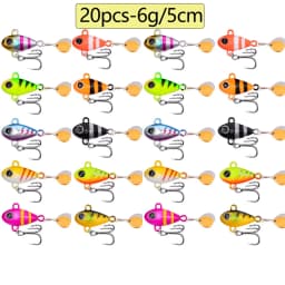20pcs Metal VIB Fishing Lure Spinnerbait 6g 10g 14g 17g 20g 25g Crankbaits VIB Blade Bait 3D Eyes With Treble Hooks