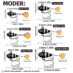 20pcs Metal VIB Fishing Lure Spinnerbait 6g 10g 14g 17g 20g 25g Crankbaits VIB Blade Bait 3D Eyes With Treble Hooks