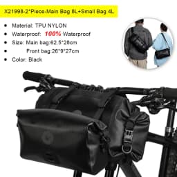 Rhinowalk Bicycle Handlebar Bag 4L/8L/12L Waterproof Front Tube Bag Big Capacity Cycling Commuting Storage Pack Shoulder Bag