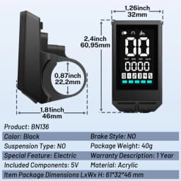 LED Display EBike Compatible with Bafang BBS01 BBS02 BBS1000W Mid Drive Motor Waterproof Display with 0-5 PAS UART Protocol