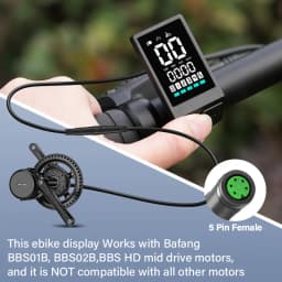 LED Display EBike Compatible with Bafang BBS01 BBS02 BBS1000W Mid Drive Motor Waterproof Display with 0-5 PAS UART Protocol