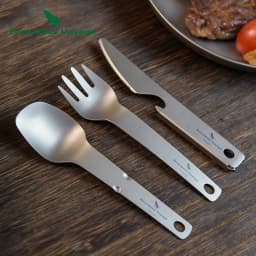 Boundless Voyage Titanium Tableware Set Outdoor Utility Knife Fork Spoon With Bottle Opener Combo Set Camping Equipment