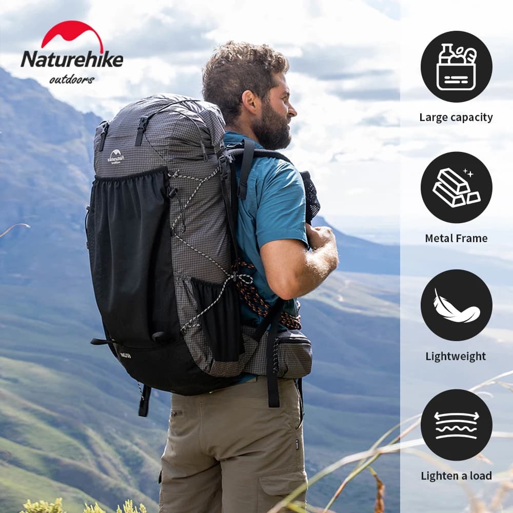 Naturehike Camping Backpack 60+5L Large Capacity Waterproof Climbing Bag Ultralight Travel Man Backpack Outdoor Hiking Backpack