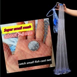 Finefish Catch Little Fish Net 7-8mm Small Mesh Hole Cast Net Sardines Fishing Network USA Hand Throw Cast Net Outdoor Tool