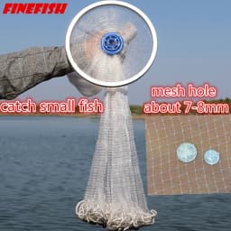 Finefish Catch Little Fish Net 7-8mm Small Mesh Hole Cast Net Sardines Fishing Network USA Hand Throw Cast Net Outdoor Tool