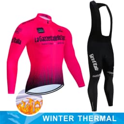 Tour De Italy D'ITALIA Cycling Clothes Men's Blouse Uniform Costume Bike Fleece Jersey Sports Set Pants Man Bicycle Clothing Bib