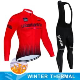 Tour De Italy D'ITALIA Cycling Clothes Men's Blouse Uniform Costume Bike Fleece Jersey Sports Set Pants Man Bicycle Clothing Bib