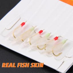100/200Packs Saltwater Fishing lure live bait rigs Luminous Beads String hook Real Fish Skin Mackerel Small fish Sea fishing rig