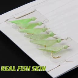 100/200Packs Saltwater Fishing lure live bait rigs Luminous Beads String hook Real Fish Skin Mackerel Small fish Sea fishing rig
