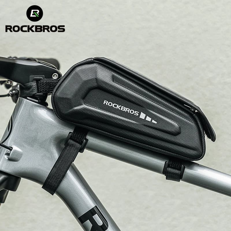 ROCKBROS Bicycle Top Tube Bag Hard Shell Anti-collision Cycling Front Tube Bag Convenient Waterproof Frame MTB Bag Reflective