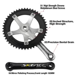 SKEACE 48T Bicycle Crankset Fixed Gear Chain Wheel BCD 144mm Spindle 110mm Racing Bike Crank Single Speed Chainring BMX Part