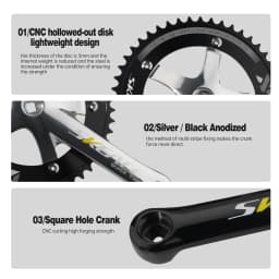 SKEACE 48T Bicycle Crankset Fixed Gear Chain Wheel BCD 144mm Spindle 110mm Racing Bike Crank Single Speed Chainring BMX Part