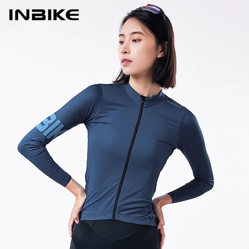 INBIKE New Pro Long Sleeve Cycling Jersey For Road Bicycles Lightweight Breathable Fabric Pockets Full Zipper Design For Women
