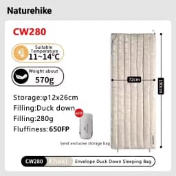 Naturehike Camping Sleeping Bag Duck Down Ultralight Waterproof Splicable Portable CW280 CWM400 CW295 Sleeping Bags Hiking