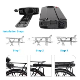 36V 48V Rear Rack E-Bike Battery Pack 13Ah 16Ah 17.5Ah for DIRODI Retrospec Beaumont Rear Rack Electric Bike Lithium Batteries