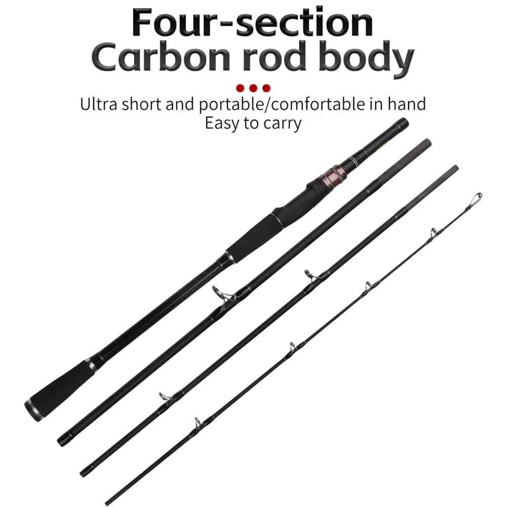 4 Sections Lure Fishing Rod Spinning/Casting Fishing Pole H Power Carbon Fiber Travel Rod Lure Weight 14-35g 1.8M/2.1M