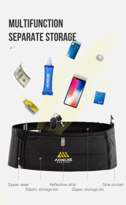 AONIJIE W8122 Multifunctional Outdoor Sports Zipper Running Waist Pack Lightweight Travel Fanny Suitable for Pocket Key Wallet