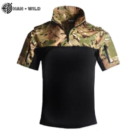 Airsoft Climbing Shirt Camouflage Short Sleeve Hiking Tactical T-shirt Safari Men Working Clothing Combat Shirts Hunting Tee