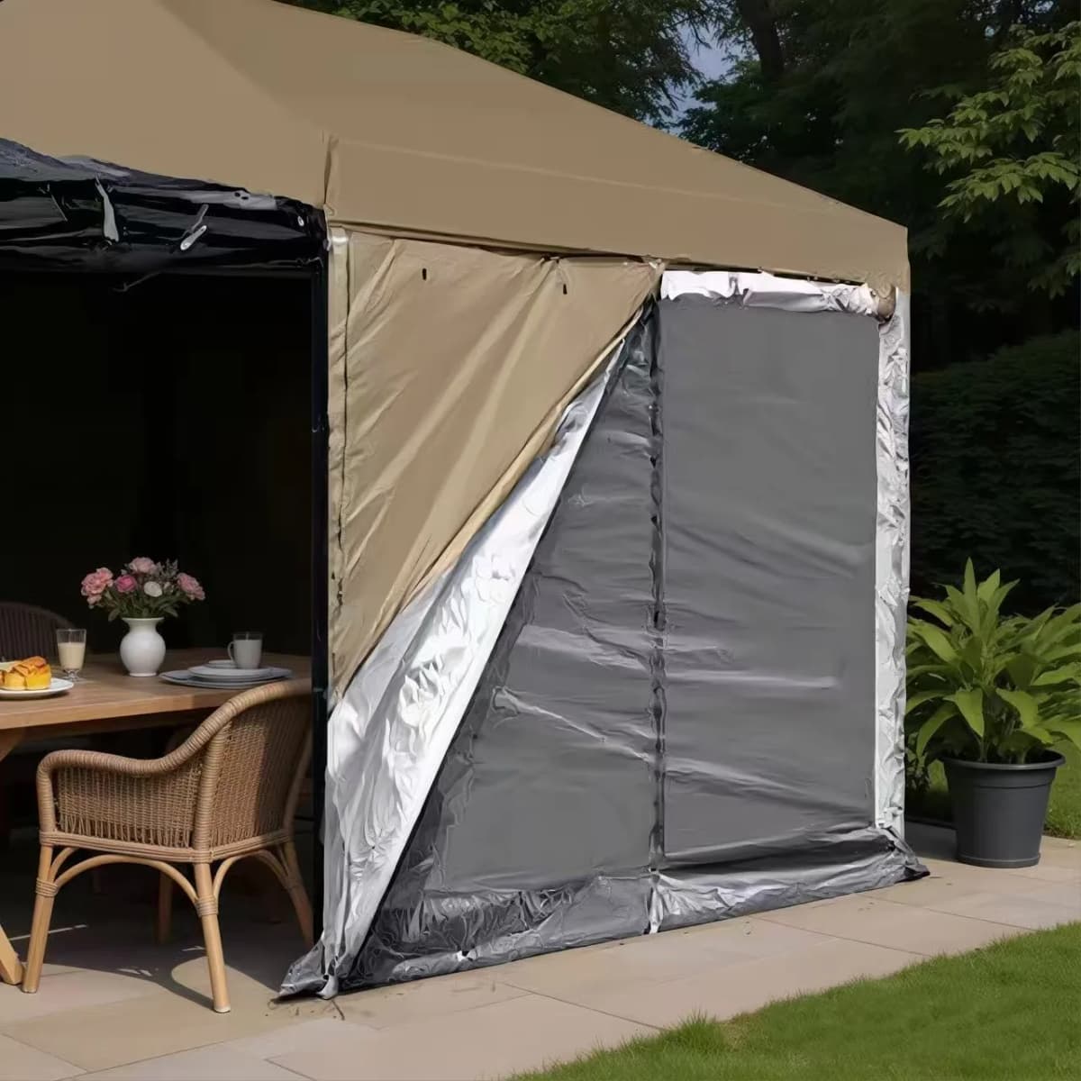 10x10 Canopy Tent Double Layer Sidewalls with Zipper Gazebo Sun Shading Mesh Side Wall Sun Protection Waterproof