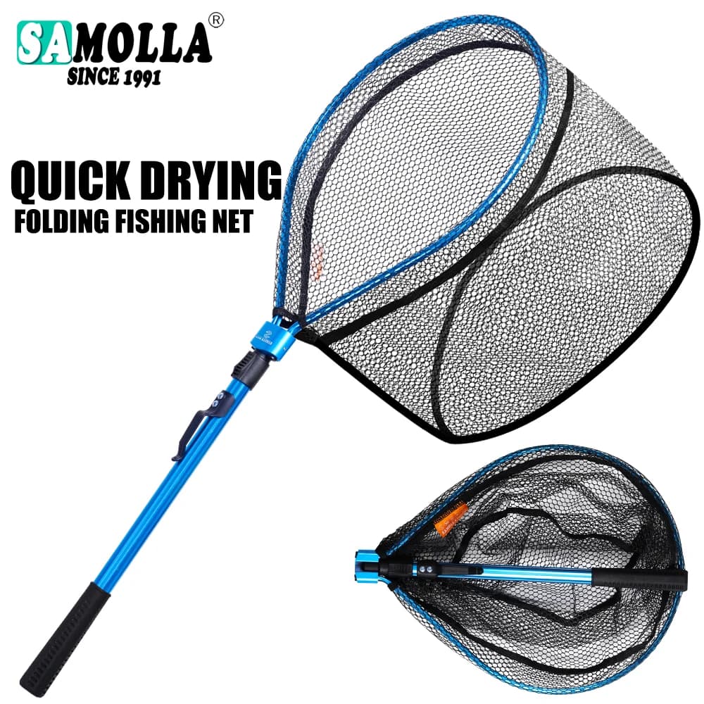 Ultralight 90x35cm Portable Foldable Fishing Net Fast Folding Fly Fishing Hand Nets Lightweight Landing Fish Casting Network