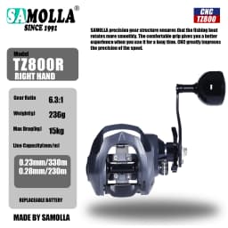 SAMOLLA Sea Fishing Large Baitcasting Fishing Reel Saltwater Waterproof 6.3:1 15KG Drag Catfishing Trolling Metal Base