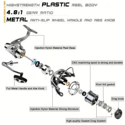 Rooblinos Stainless Steel Bearing Spinning Fishing Reel 8000 9000 10000 12000 14000 25KG Powerful Reel Saltwater Fresh Water