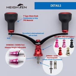 HEIGHTEN 98mm Spinning Reel Handle with TPE Knobs for Shimano Stradic Daiwa Airity Spinning Reel